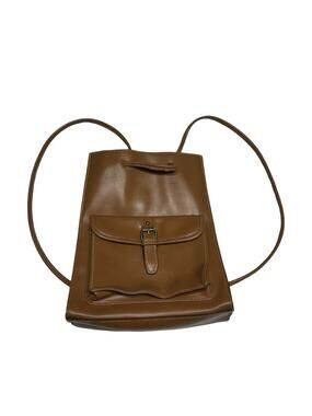 Vtg 90s Minimalist Brown Faux Leather Convertible Backpack Purse Mondani